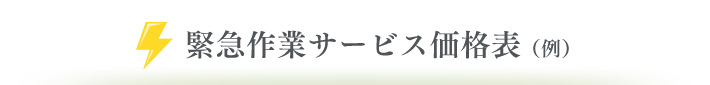 緊急作業サービス価格表（例）