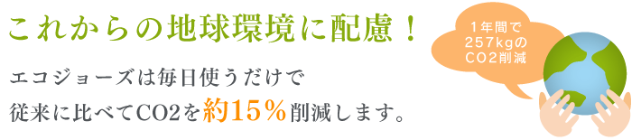 これからの地球環境に配慮！エコジョーズは毎日使うだけで従来に比べてCO2を約15％削減します。